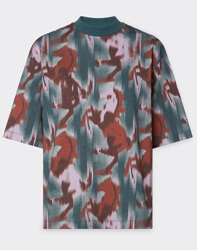 Ferrari Cavallino Ikat 印花 T 恤 孔雀蓝 22670f