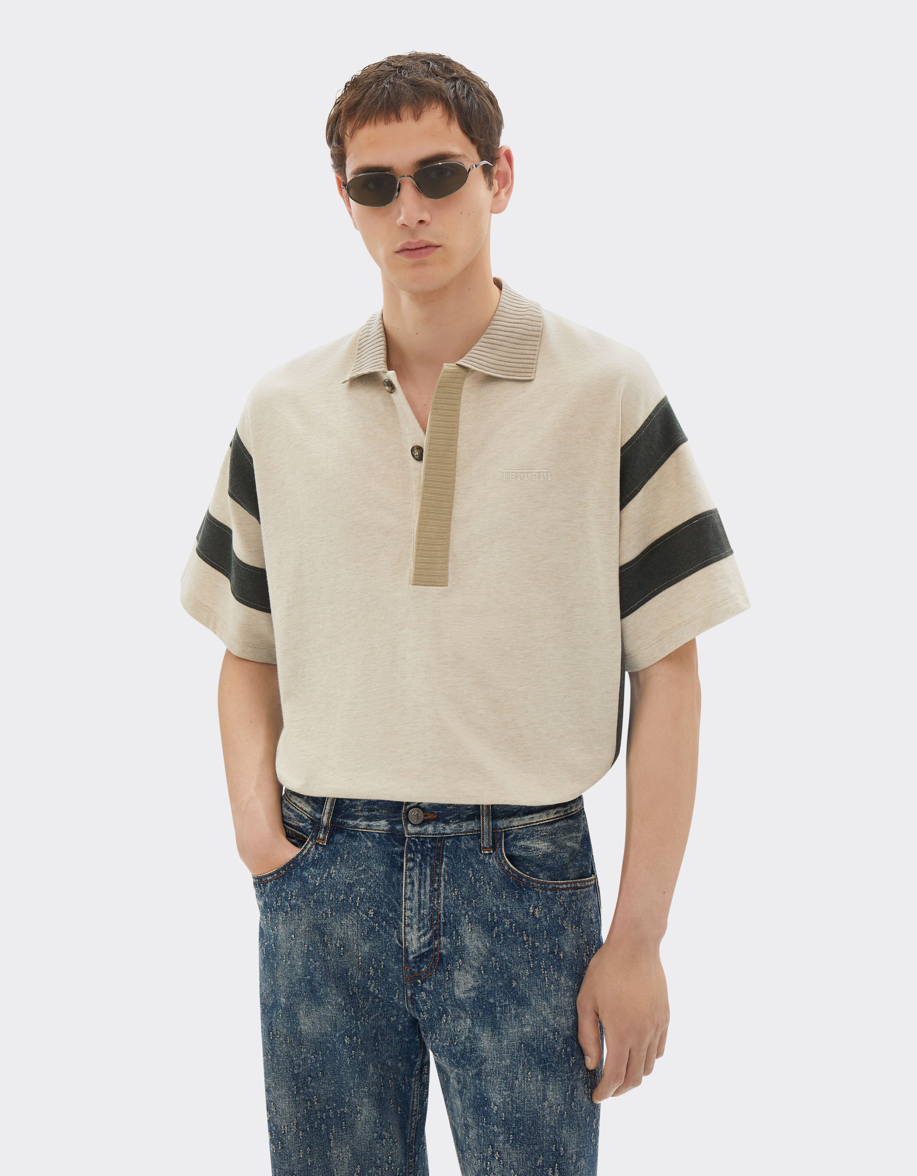 Ferrari Cotton and cashmere pique polo shirt Beige 22517f