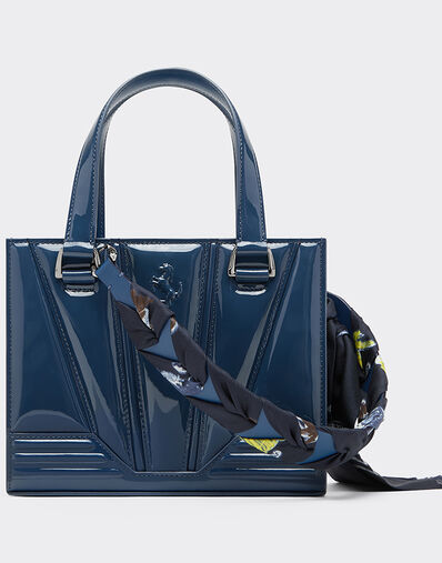 Ferrari 法拉利 Shelley 围巾焕新 GT 漆皮迷你托特包 鸭蓝色 49877f