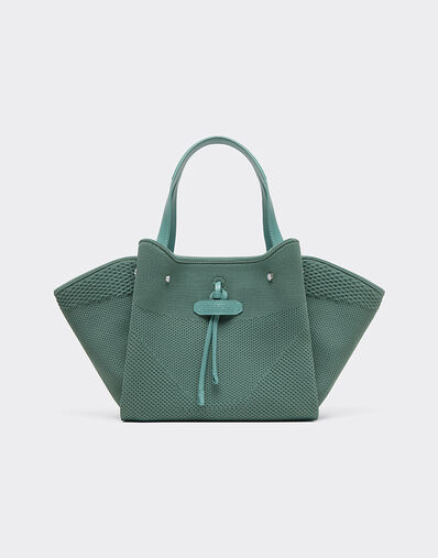 Ferrari 小号法拉利针织与皮革托特包 Granite Green 50416f