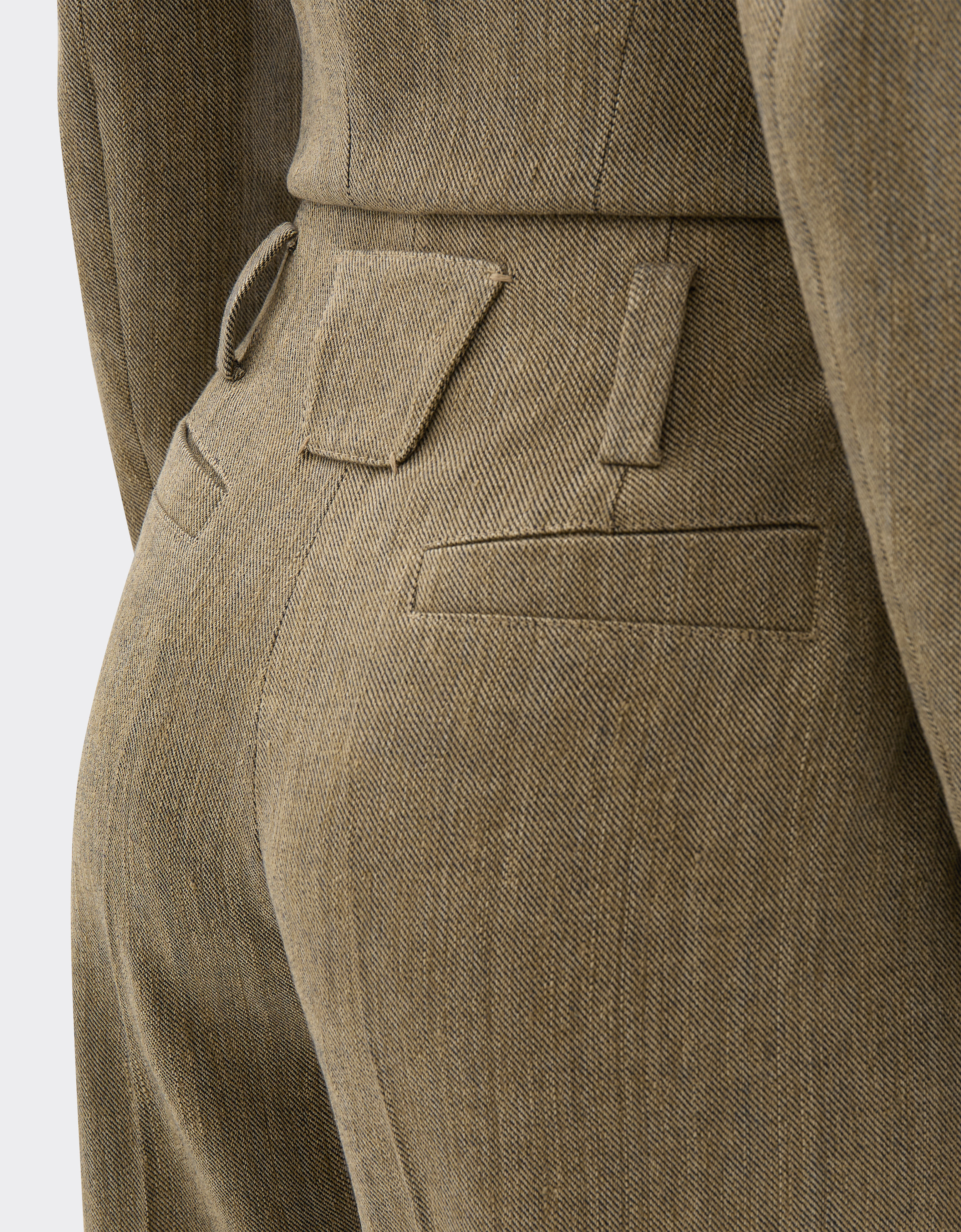 Ferrari Linen and cotton twill trousers Khaki Green 50050f
