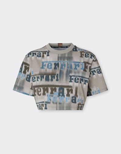 Ferrari 法拉利 Ikat 印花短款 T 恤 米色 22829f