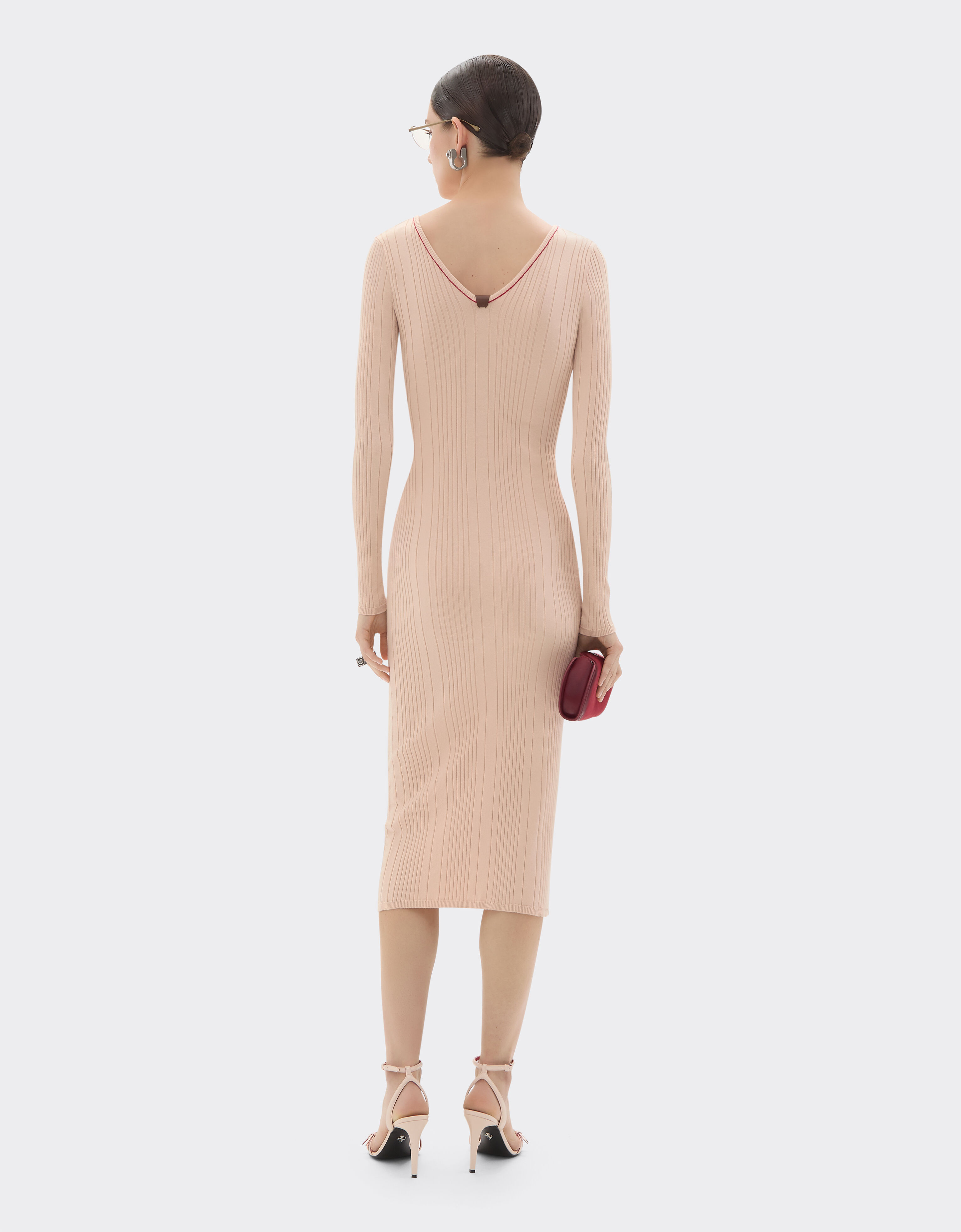 Long dress in stretch viscose Ferrari Long dress in stretch viscose Powder Pink 49902f