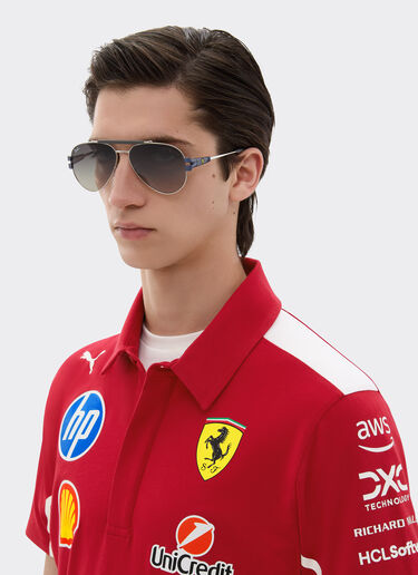 Ferrari 雷朋与法拉利车队合作款 RB3762M 灰色渐变镜片银色与哑光浅蓝色金属太阳镜 银色 LA019f