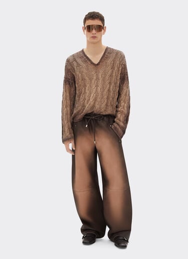 Ferrari 喷绘皮革长裤 Marrone Scuro 51436f