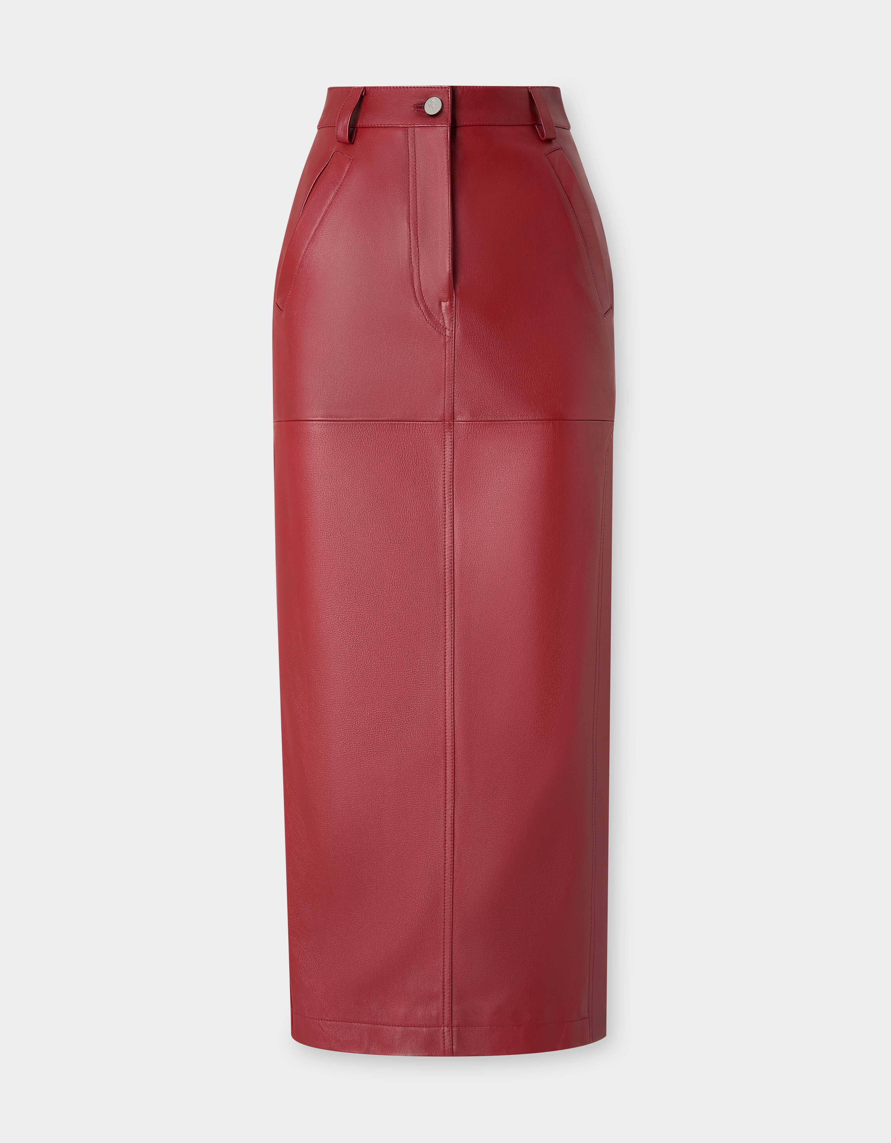 Midi skirt in deer-effect nappa leather Ferrari Midi skirt in deer-effect nappa leather Maison Red 49912f