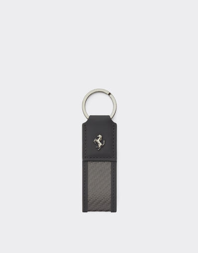 Ferrari Leather and carbon fiber keychain Black 20629f