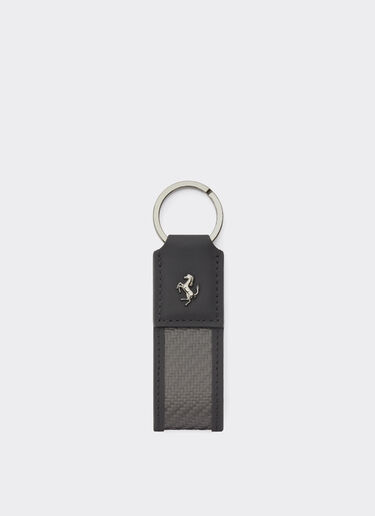 Ferrari Leather and carbon fiber keychain Black 20629f