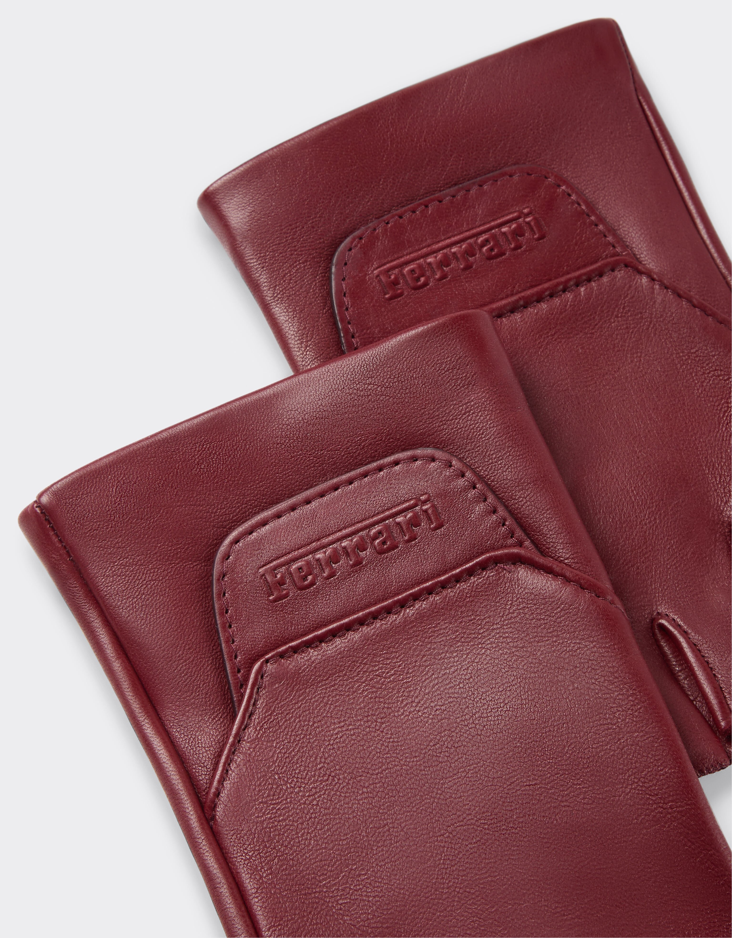 Ferrari 皮革无指手套 Maison Red 49852f