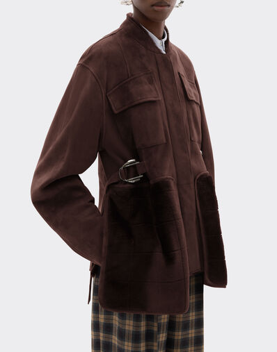 Ferrari Shearling caban with 7X7 check pattern Espresso 22582f
