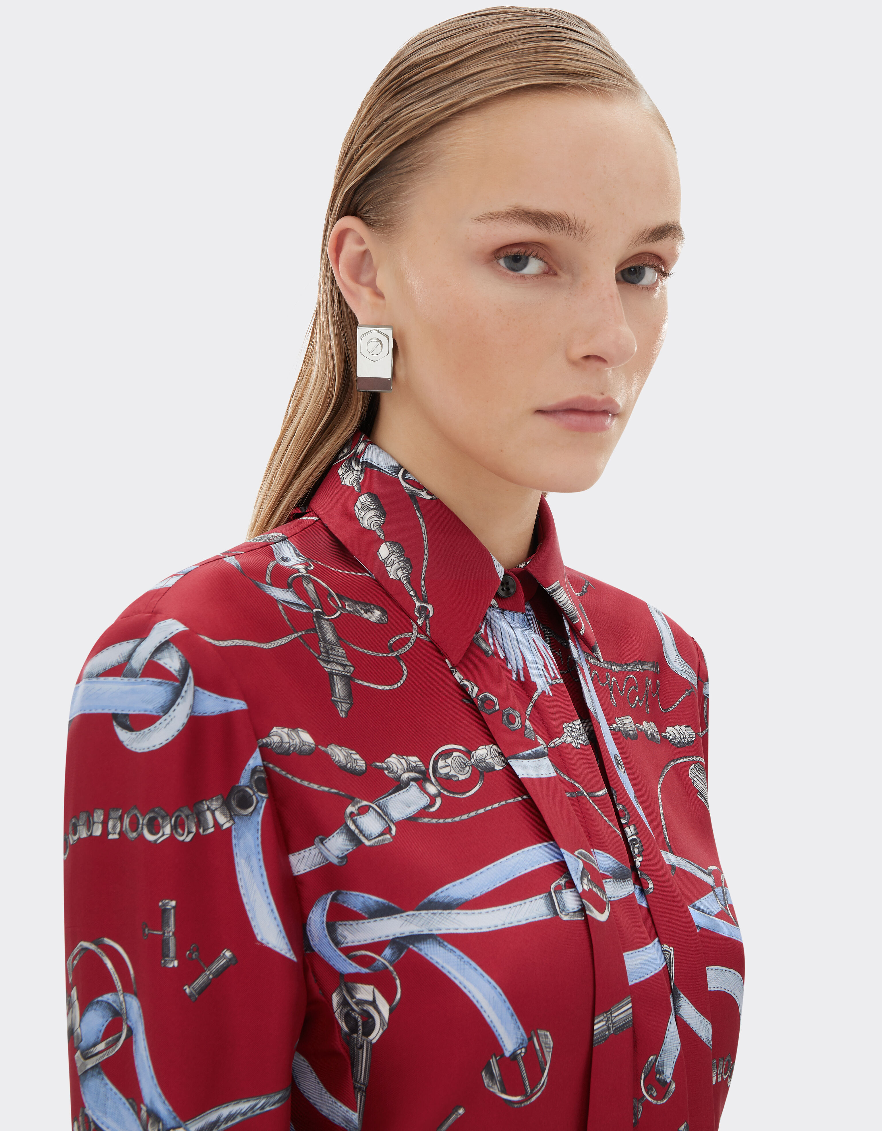 Ferrari 法拉利 Closet 印花真丝衬衫 Maison Red 50805f