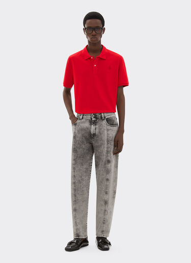 Ferrari Organic cotton piqué polo shirt with Prancing Horse Rosso Corsa CJMPO0014JCO0053f