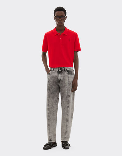 Organic cotton piqué polo shirt with Prancing Horse Ferrari Organic cotton piqué polo shirt with Prancing Horse Rosso Corsa CJMPO0014JCO0053f