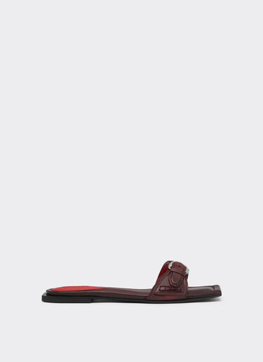 Ferrari Flat leather sandals Rosso Maison 49995f