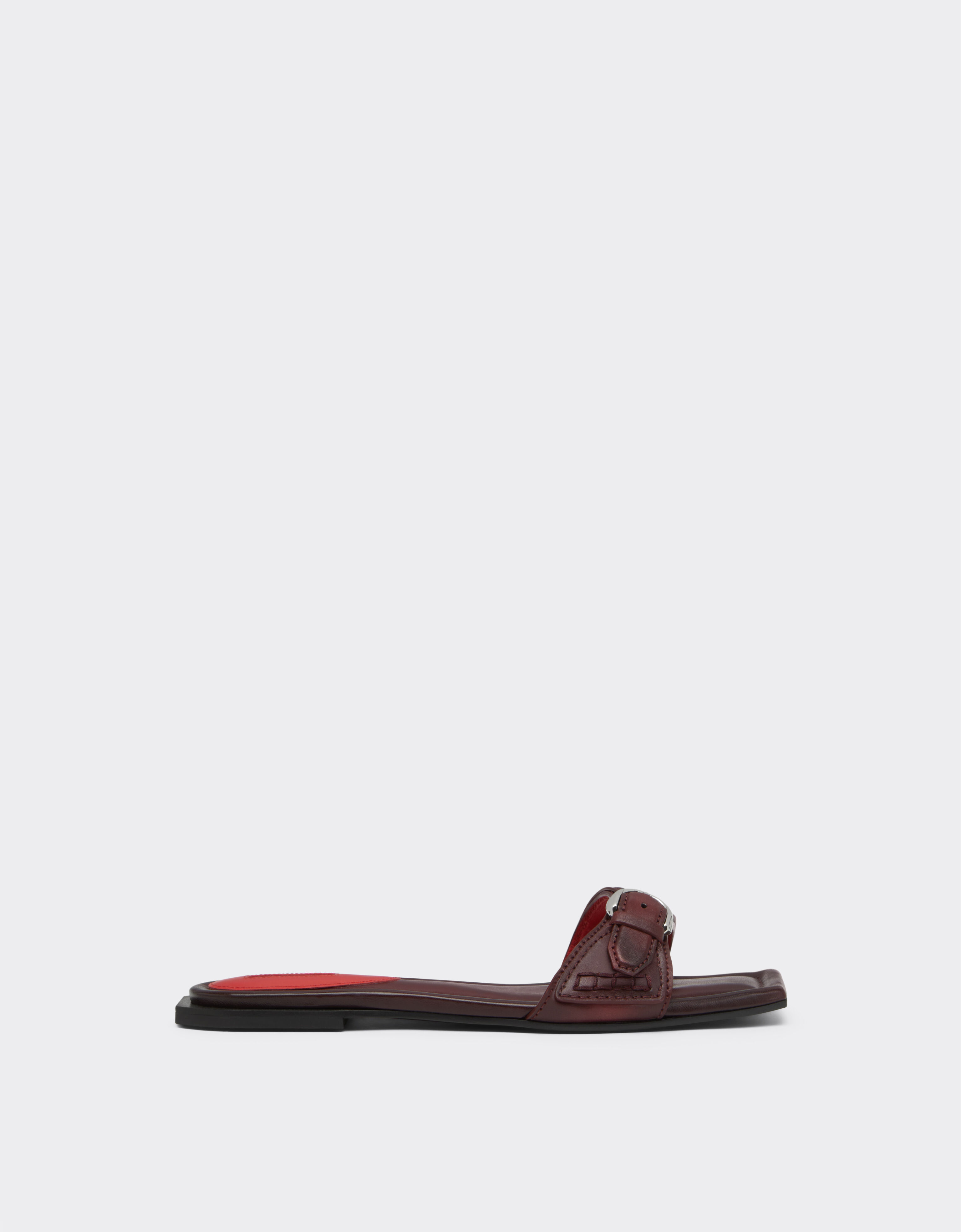 Ferrari Flat leather sandals Rosso Maison 49995f