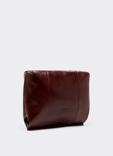 Ferrari Glossy Leather Clutch Bag Marrone Scuro CBMTT0001YL00077f