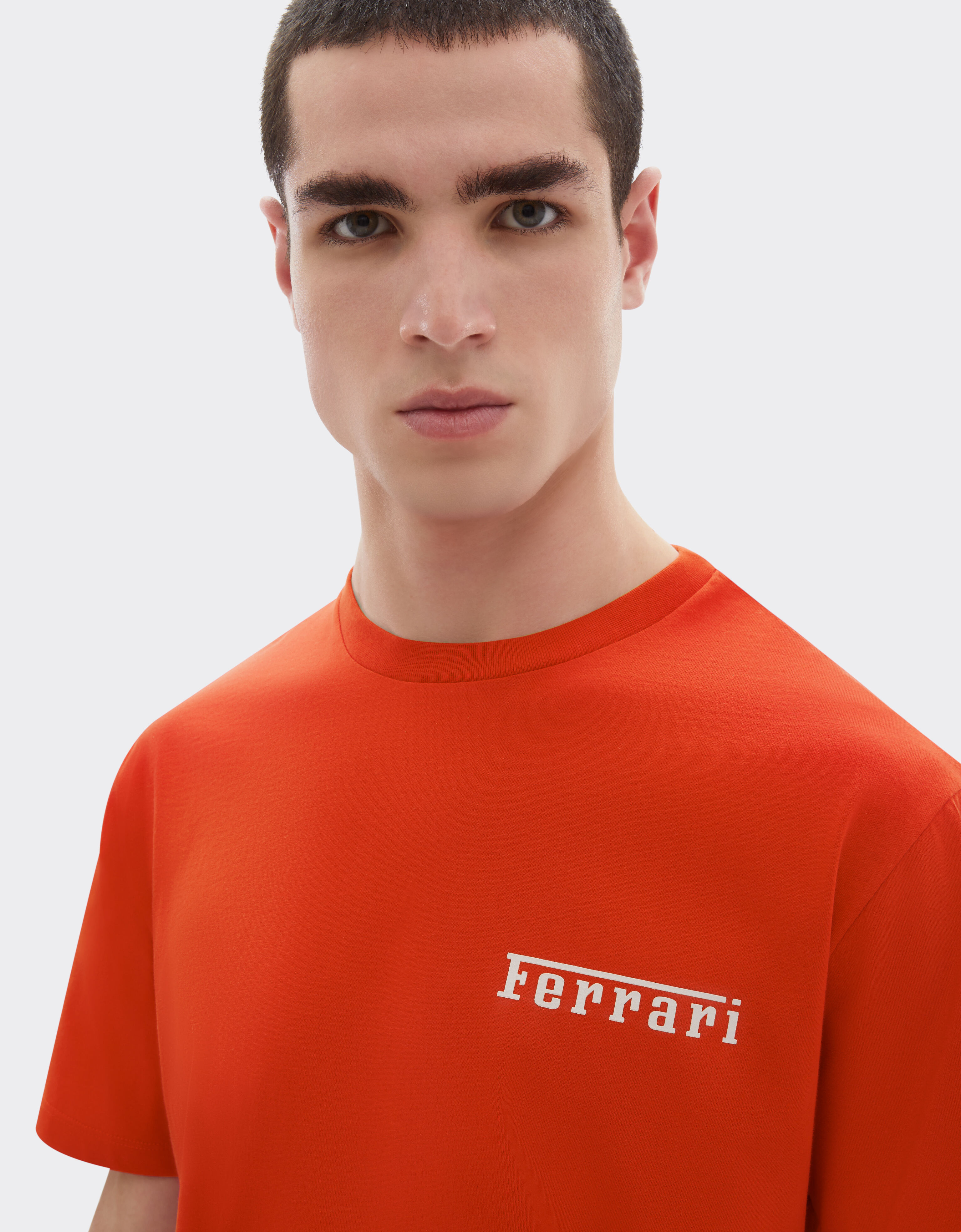 Cotton T-shirt with Ferrari logo Ferrari Cotton T-shirt with Ferrari logo Rosso Corsa 51044f