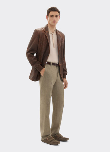 Ferrari 大马士革皮革西装外套 Khaki Green 50087f