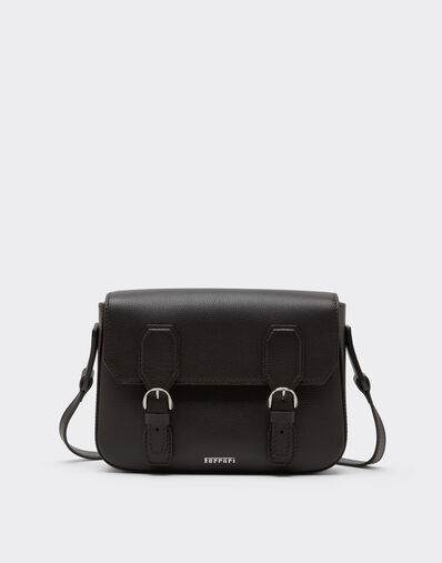 Ferrari Messenger bag in grenade leather Marrone Scuro 50583f