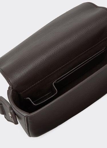 Ferrari Mini Messenger Bag in Hammered Leather Dark brown 50582f