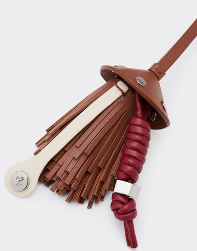 Ferrari Nappa leather charm with scooby and fringes Tobacco 50019f