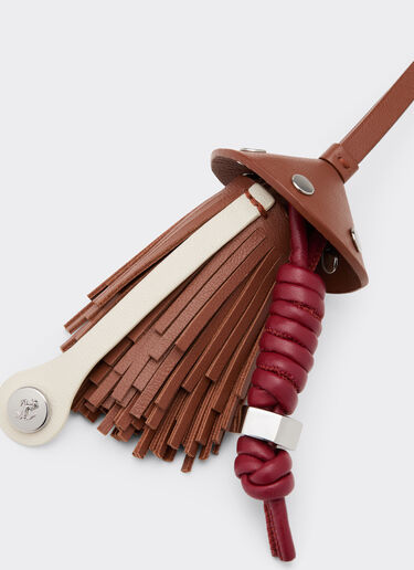 Ferrari Nappa leather charm with scooby and fringes Tobacco 50019f