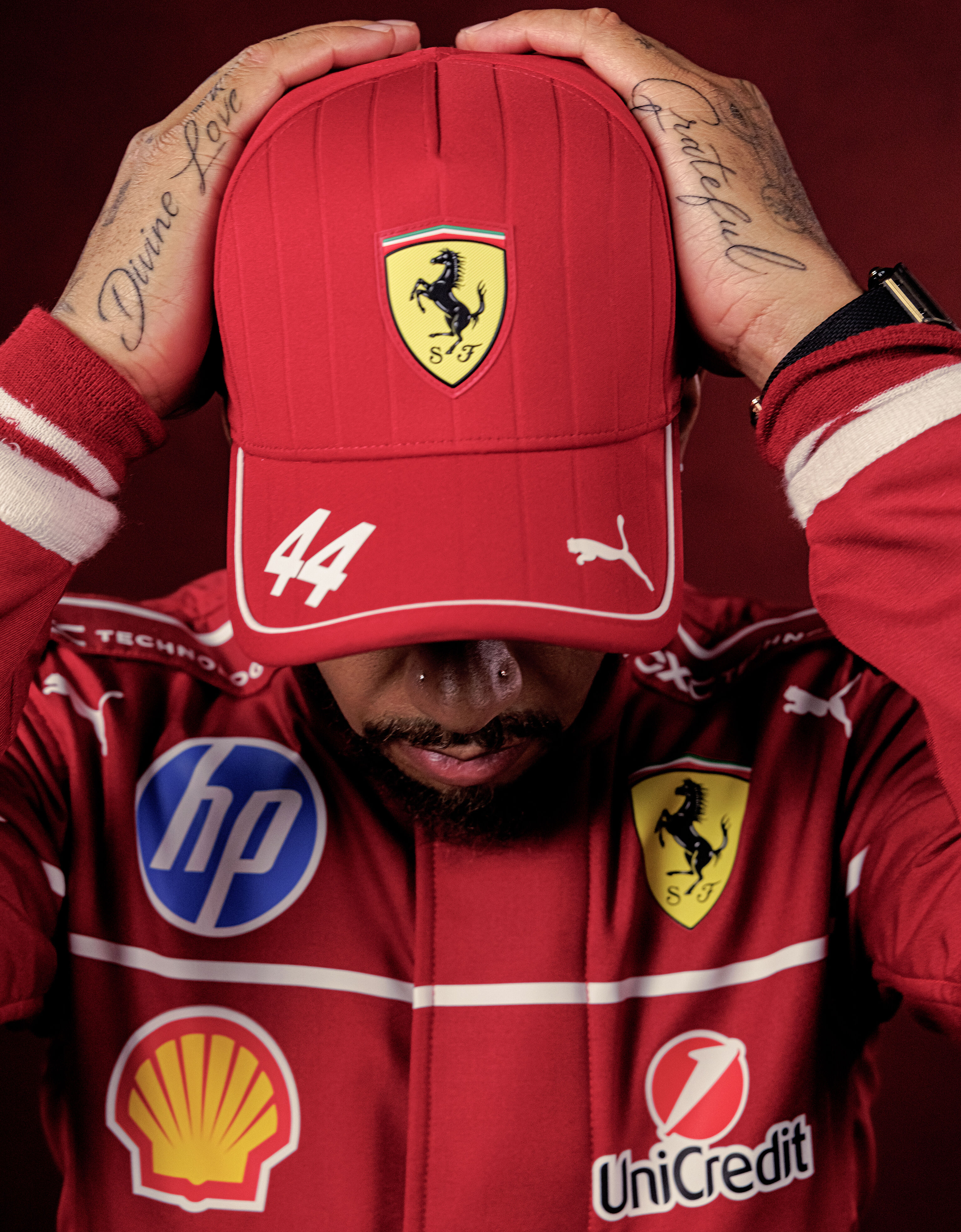 Ferrari Puma 与 Scuderia Ferrari HP 合作款2025 Hamilton 棒球帽 樱桃色 LA01Sf