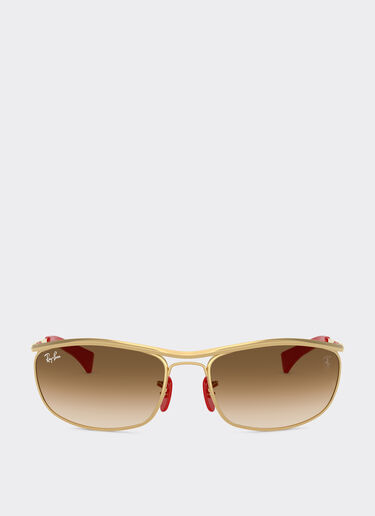 Ferrari Ray-Ban 与 Scuderia Ferrari 联名推出的 RB3819M 金色金属镜框搭配浅棕色渐变镜片 Oro LA0JQf