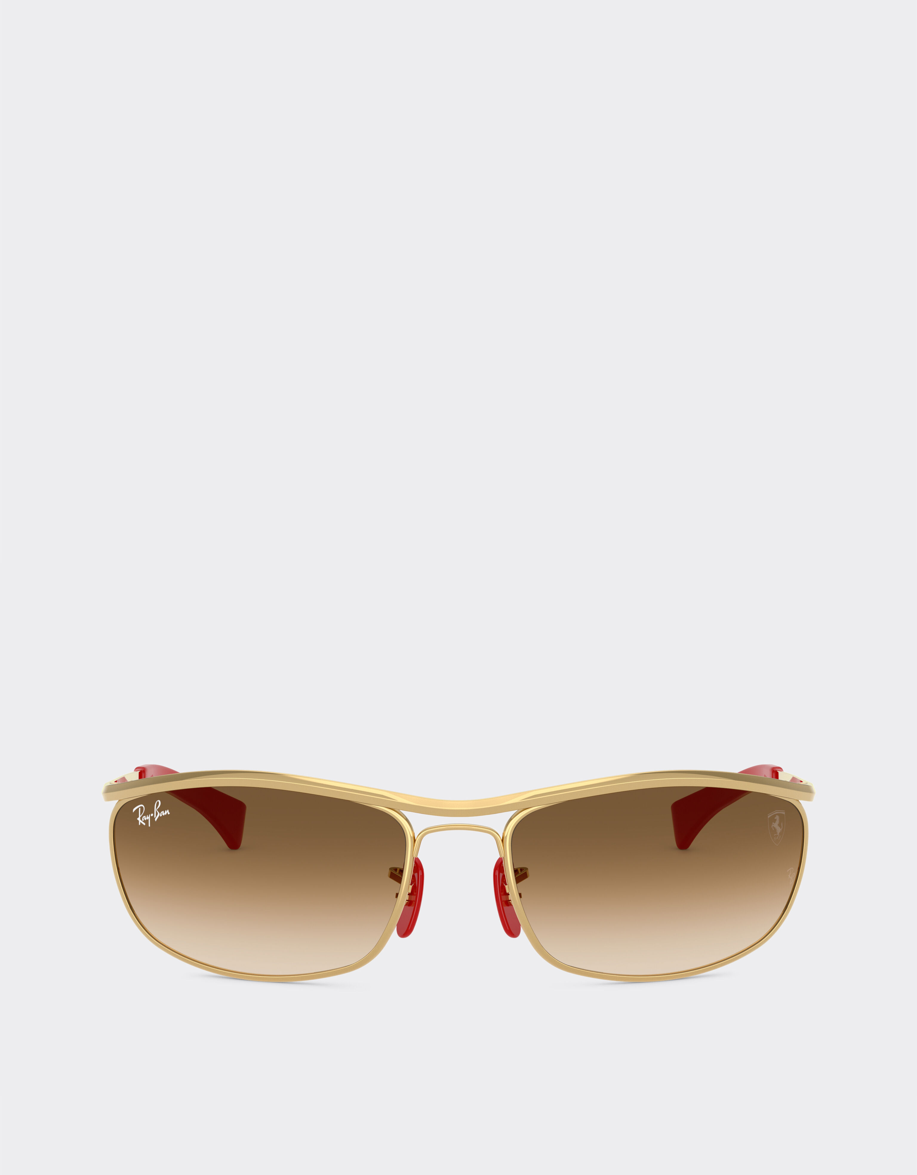Ferrari Ray-Ban 与 Scuderia Ferrari 联名推出的 RB3819M 金色金属镜框搭配浅棕色渐变镜片 Oro LA0JQf