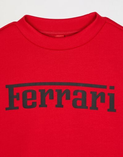 Ferrari Children’s sweatshirt in recycled scuba fabric with large Ferrari logo Rosso Corsa 红色 46994fK