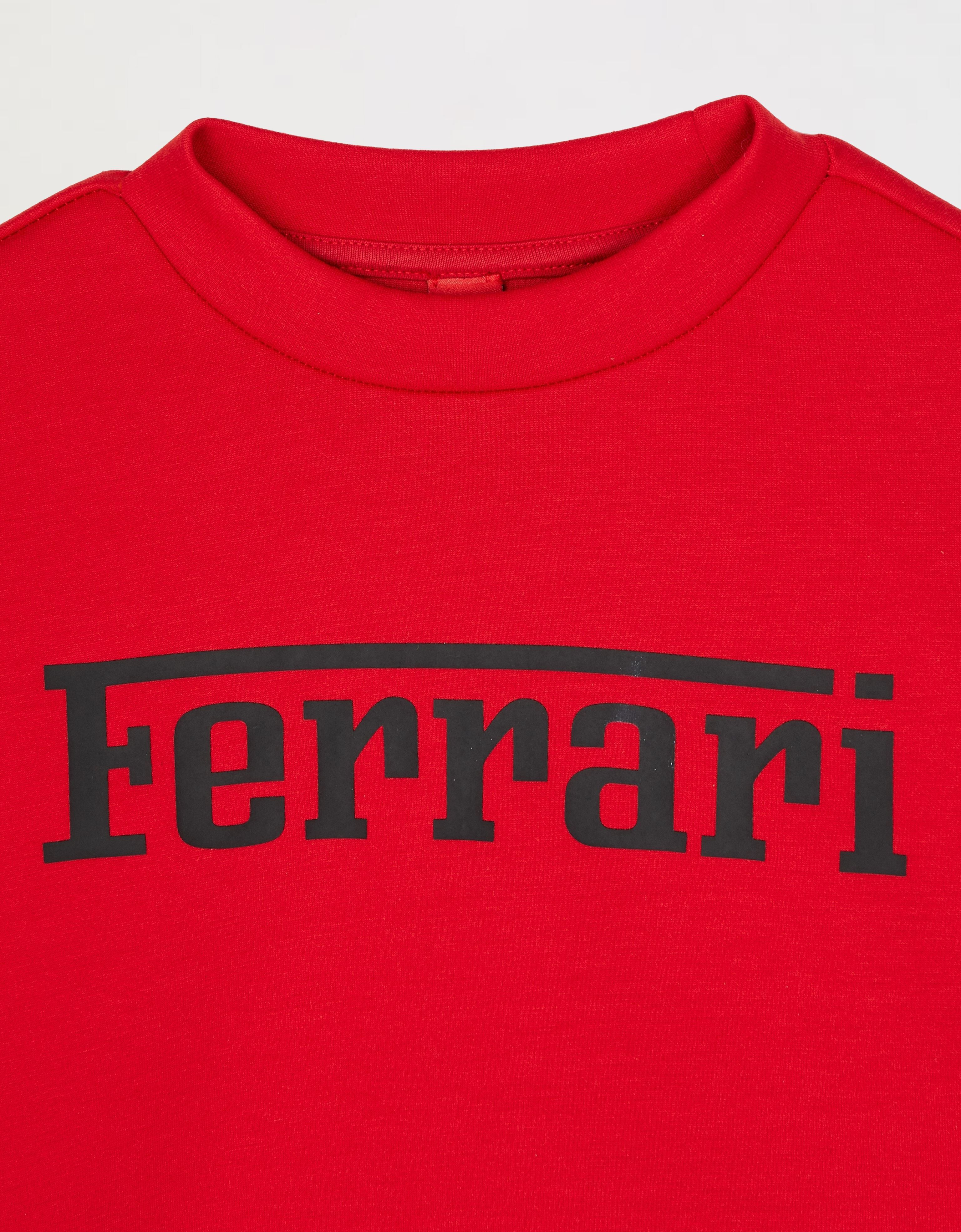 Ferrari Children’s sweatshirt in recycled scuba fabric with large Ferrari logo Rosso Corsa 红色 46994fK