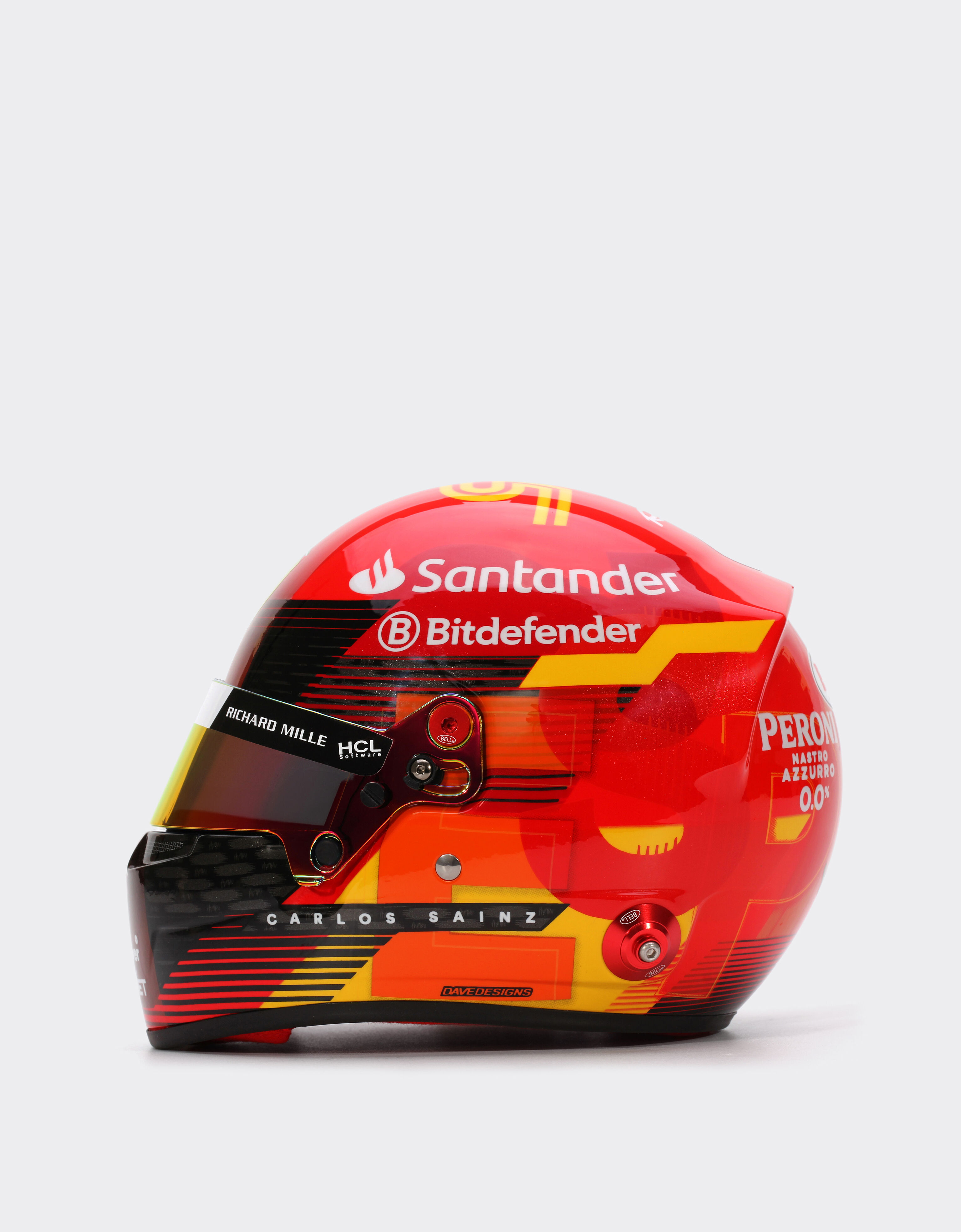 Ferrari 卡洛斯-塞恩斯迷你头盔（比例 1:2 - 西班牙特别版 2024 红色 F1355f