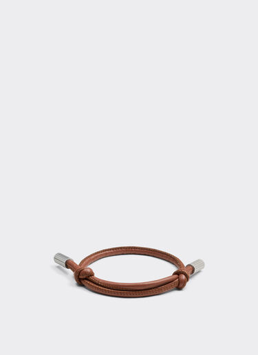 Tubular leather bracelet with engraved Prancing Horse Ferrari Tubular leather bracelet with engraved Prancing Horse Tobacco 50009f