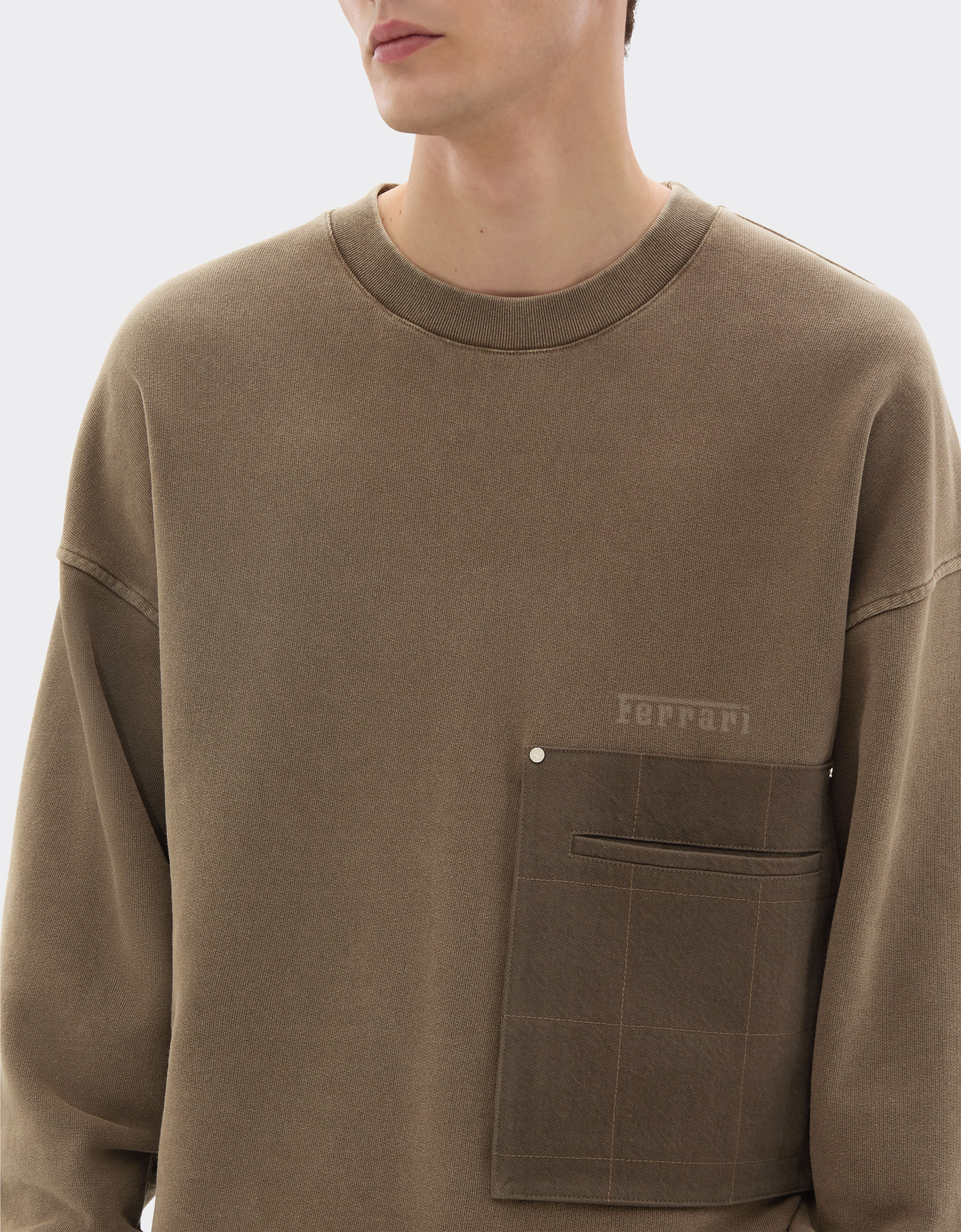 Ferrari Cotton sweatshirt with pocket Verde Cachi 50133f