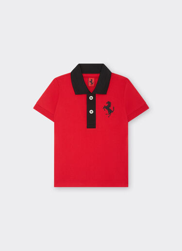 Ferrari 婴儿对比感细节棉质珠地 Polo 衫 Rosso Corsa 红色 47003fB