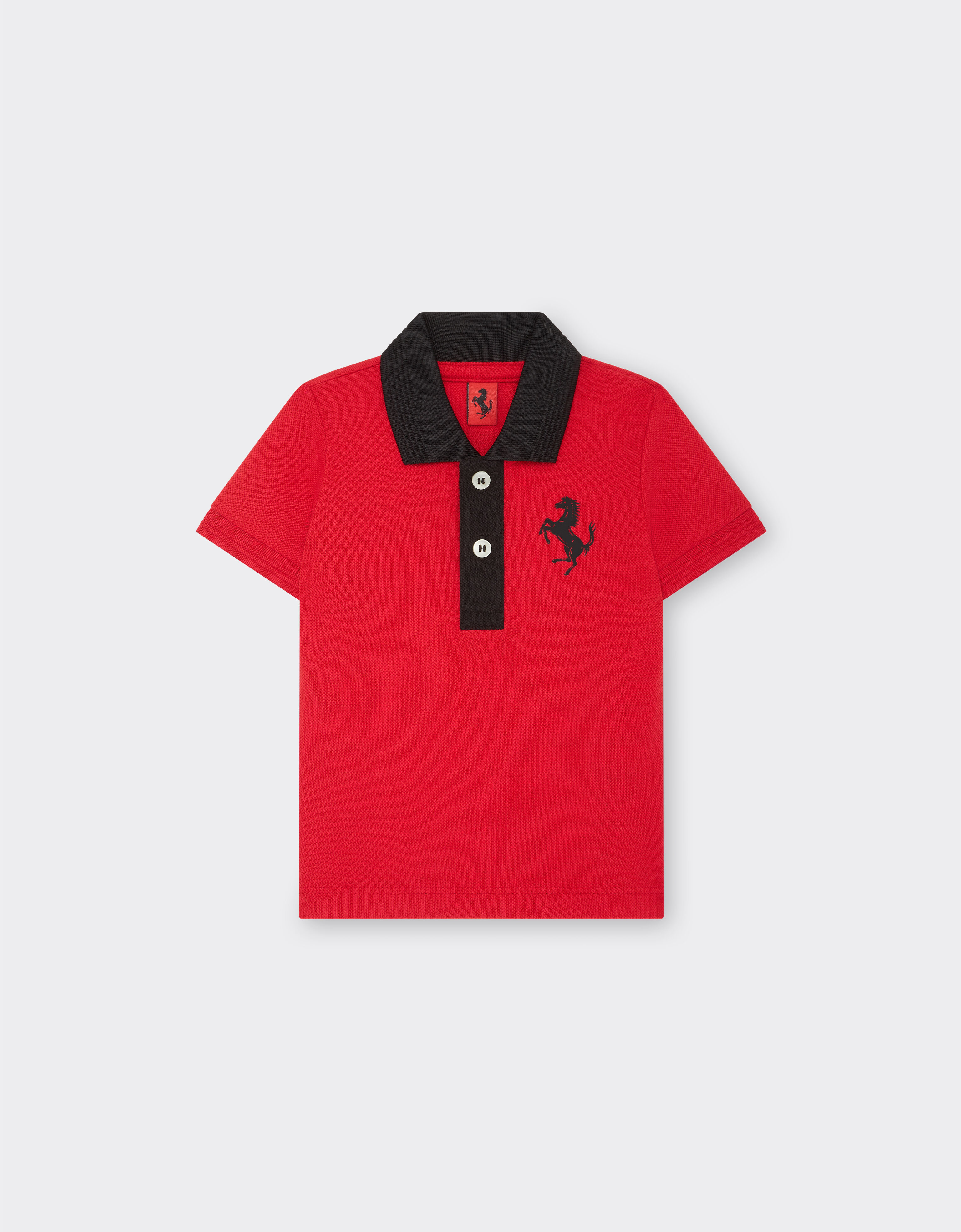 Ferrari 婴儿对比感细节棉质珠地 Polo 衫 Rosso Corsa 红色 47003fB