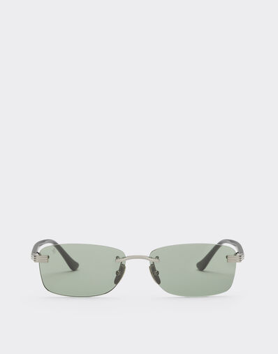 Ferrari Ferrari sunglasses in  brushed silver titanium and acetate with green lenses Silver LA0L7f