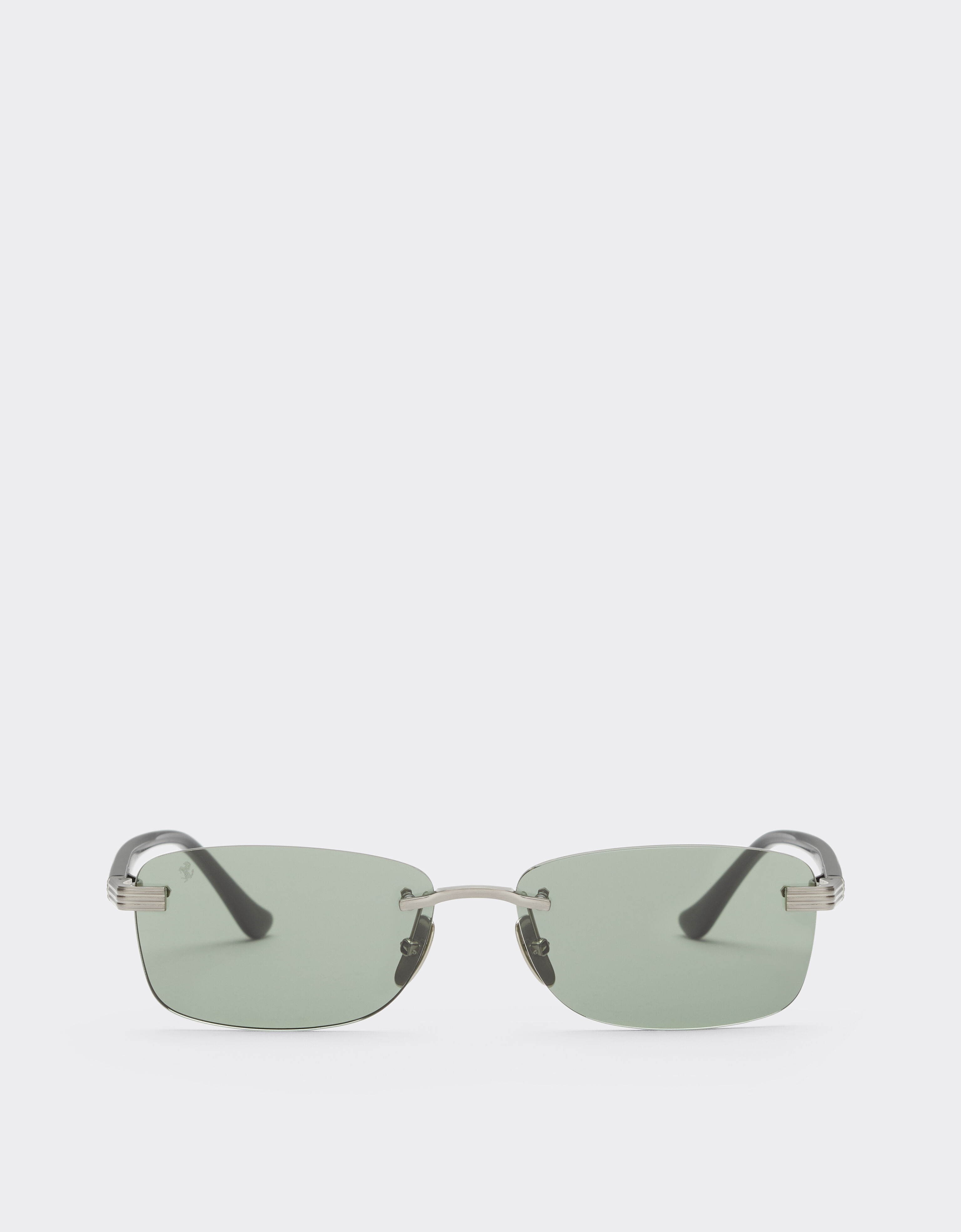 Ferrari Ferrari sunglasses in  brushed silver titanium and acetate with green lenses Silver LA0L7f