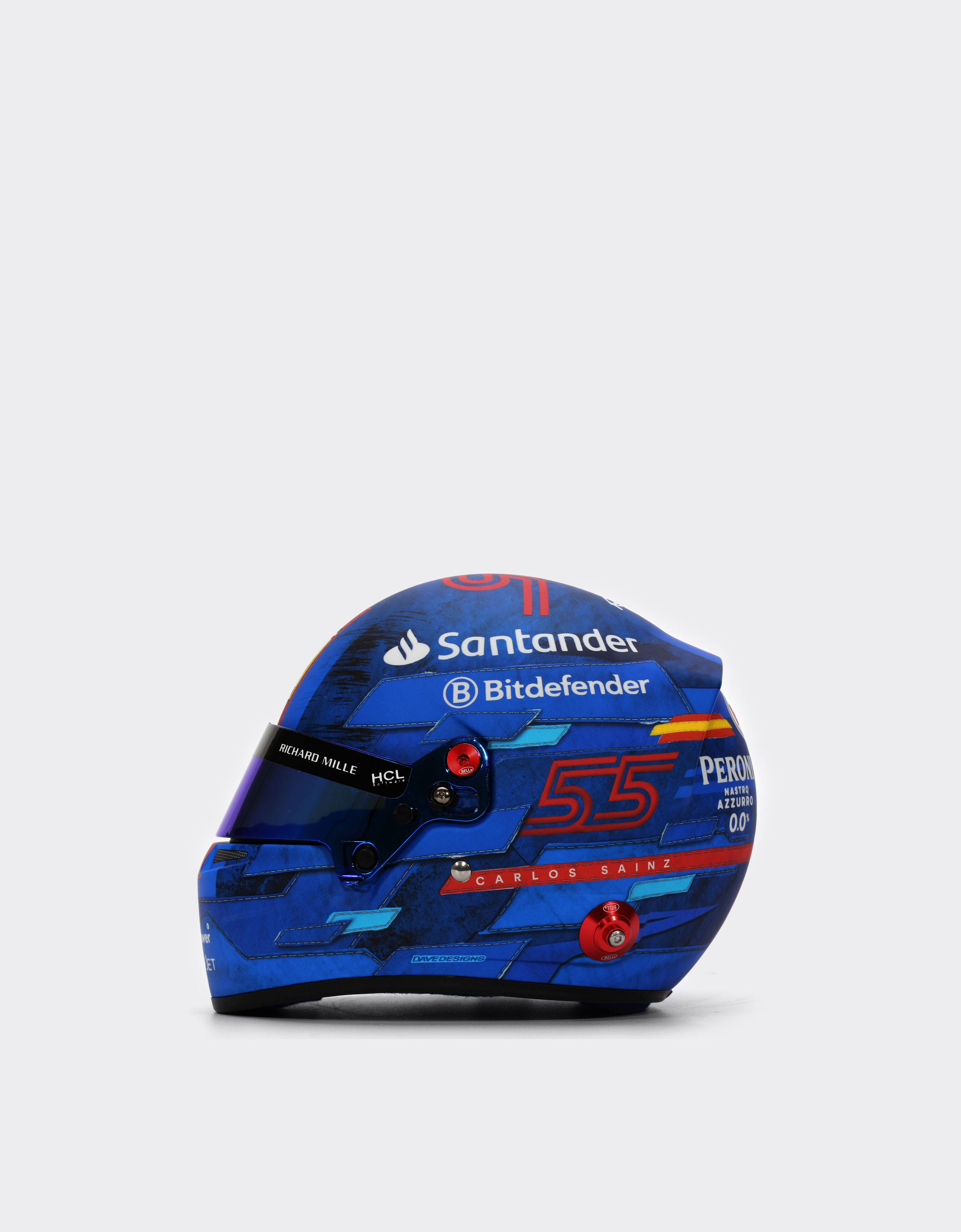 Ferrari 1:2比例 Carlos Sainz 迈阿密2024特别版迷你头盔 苏格兰蓝色 F1349f