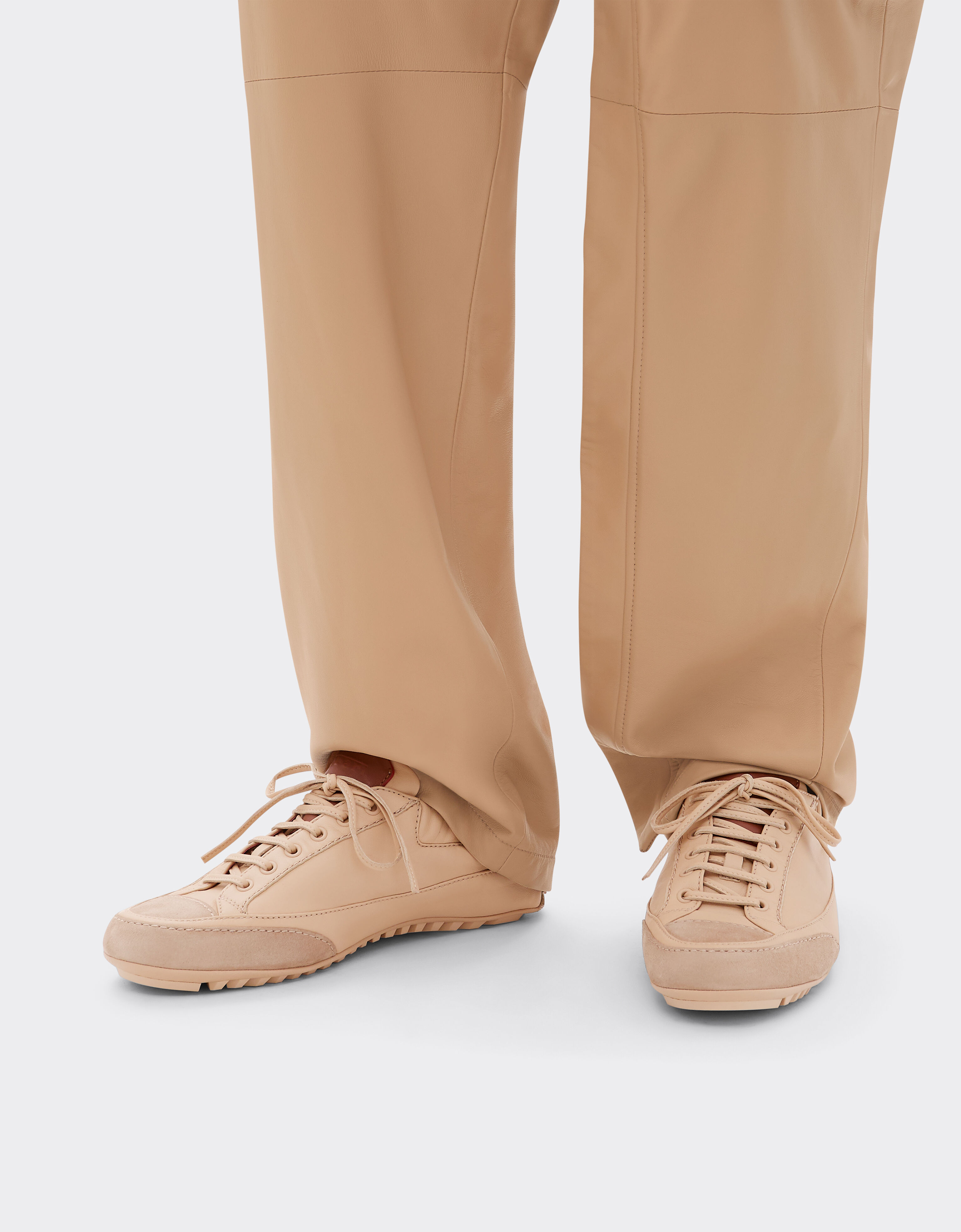 Ferrari Nappa leather and suede sneaker driver Nude 22736f