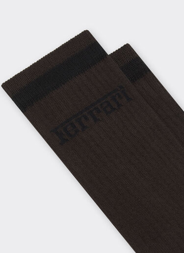 Ferrari Long cotton socks with Ferrari logo Dark brown 49190f