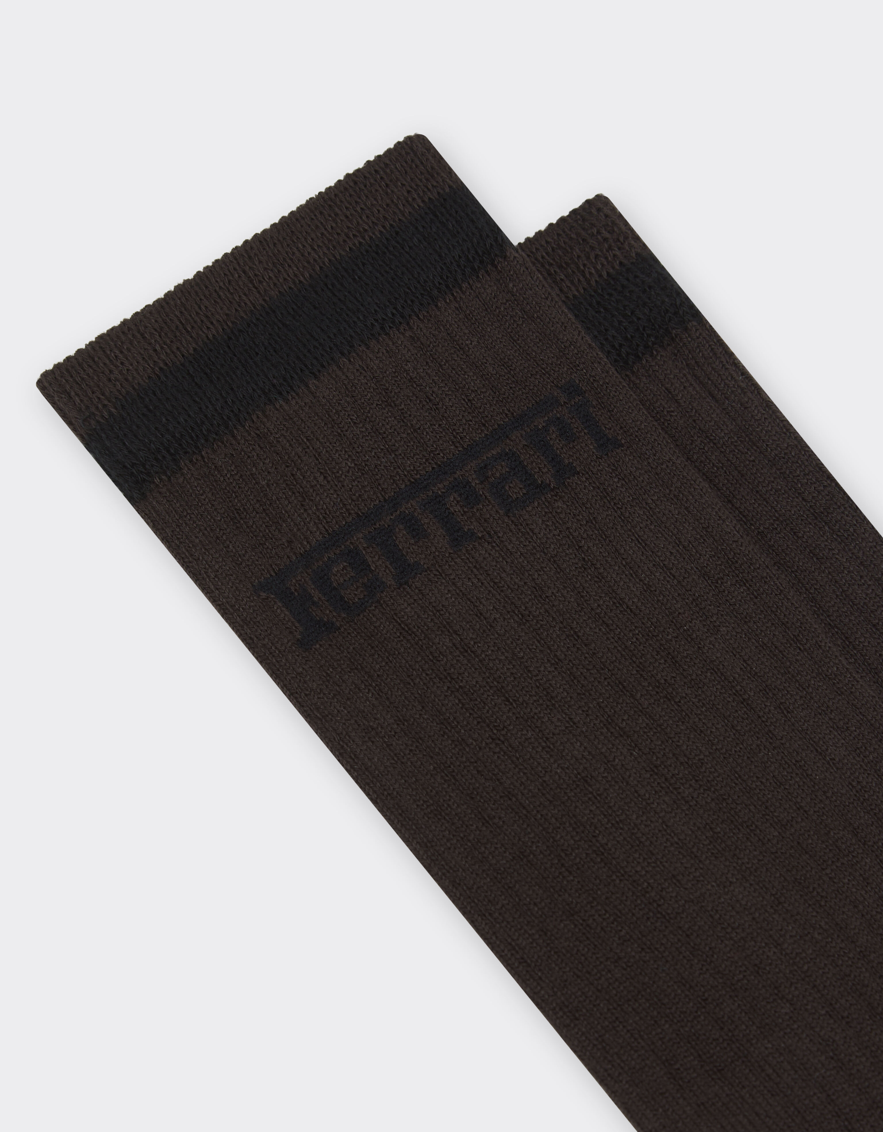 Ferrari Long cotton socks with Ferrari logo Dark brown 49190f