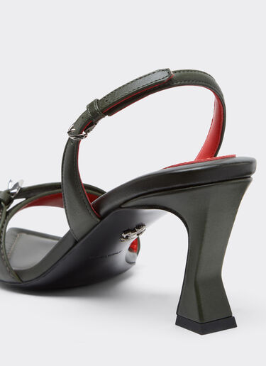 Leather Sandal with Heel Ferrari Leather Sandal with Heel Khaki Green 49998f