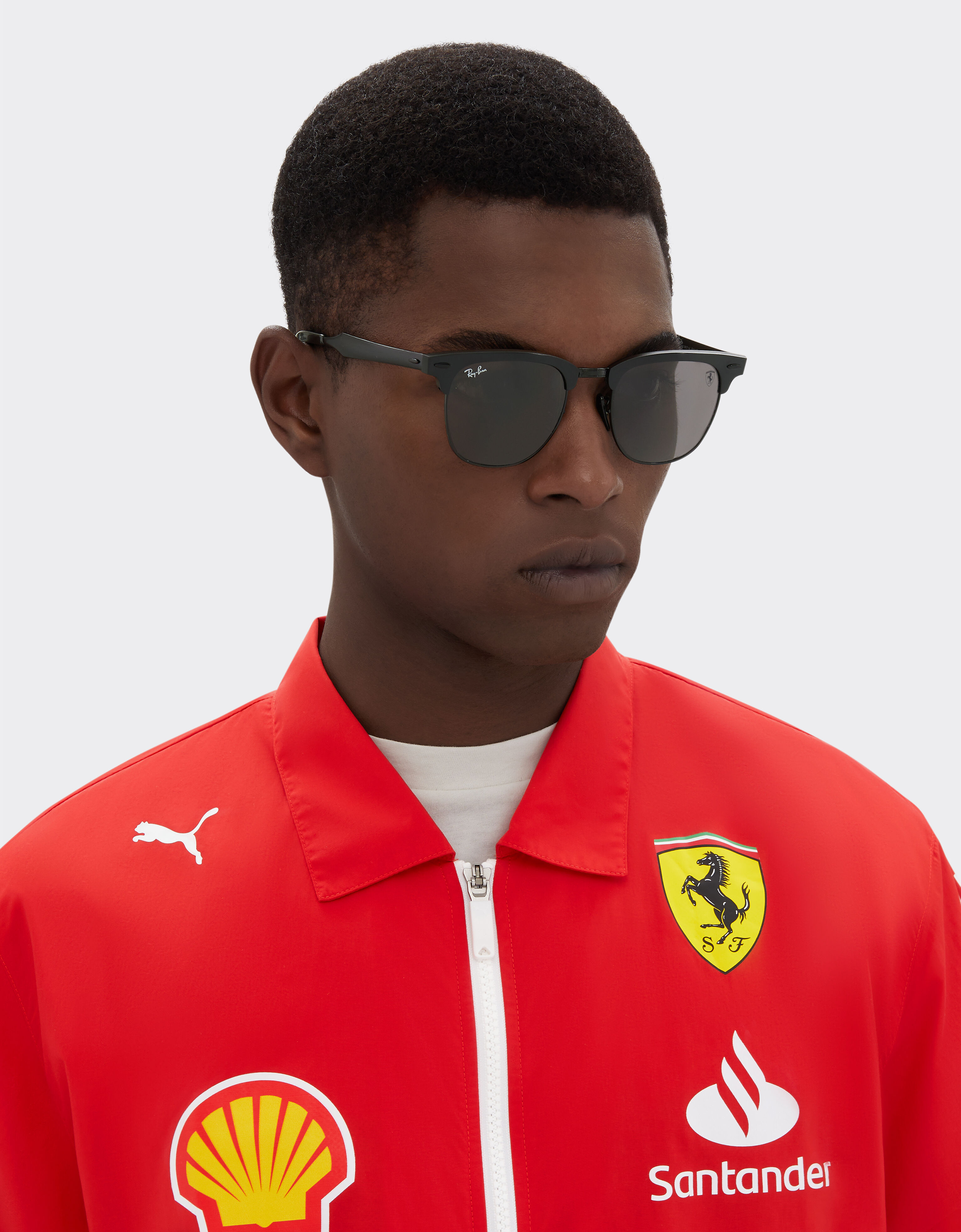 Ferrari 雷朋与法拉利车队合作款 RB3807M 深灰色镜片黑色金属太阳镜 黑色 F1512f