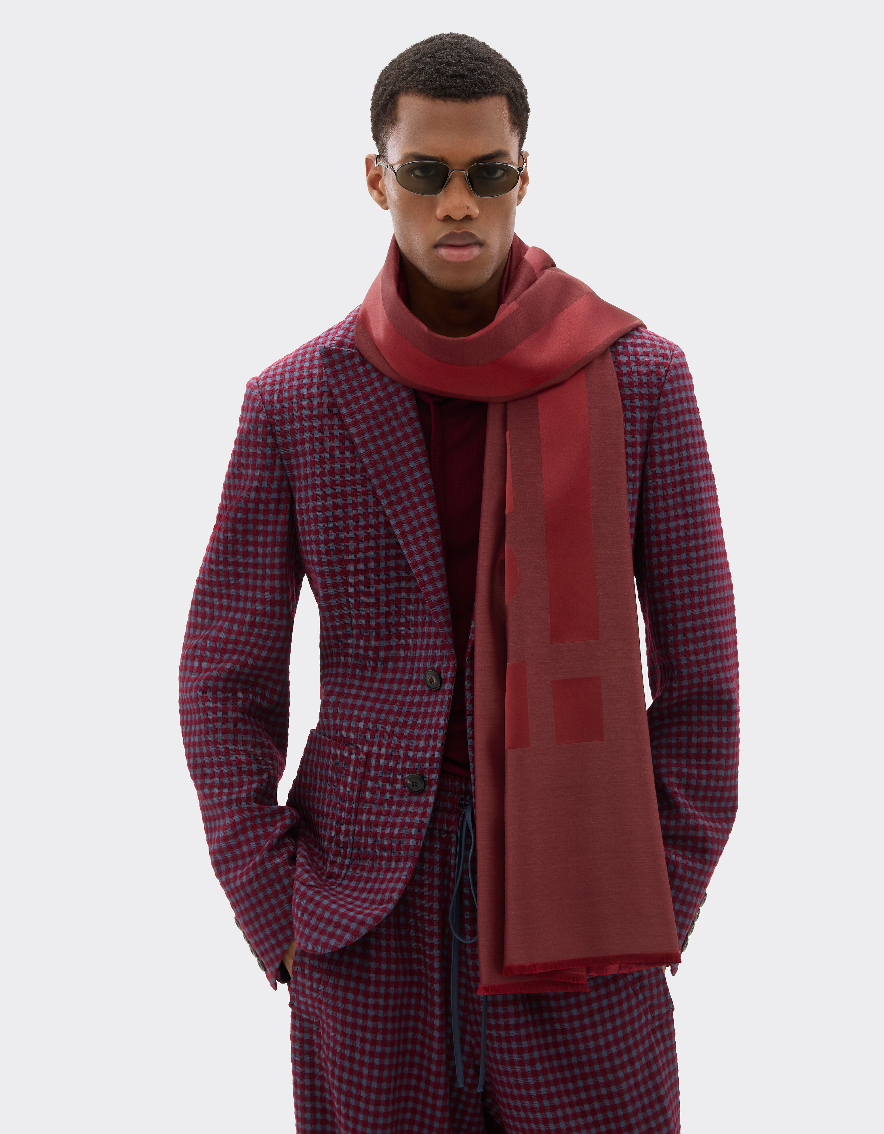 Ferrari Wool and silk scarf with Ferrari logo Mahogany 22718f