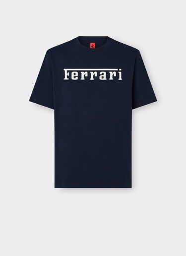 Ferrari 法拉利徽标棉质 T 恤 海军蓝 21179f
