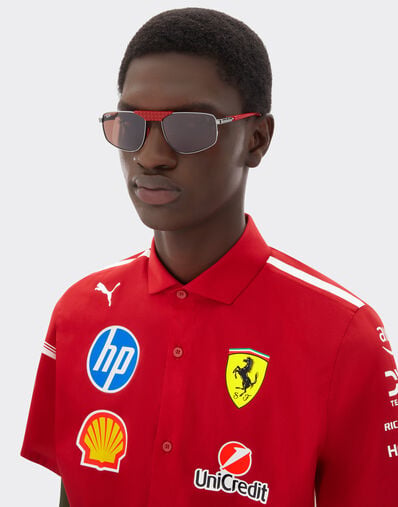 Ferrari 雷朋与法拉利车队联名款 RB3776M 红色镜片红色金属太阳镜 枪灰色 LA0EIf