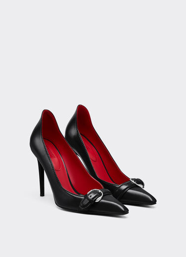 湿水效果亮泽皮革浅口鞋 Ferrari 湿水效果亮泽皮革浅口鞋 黑色 49387f