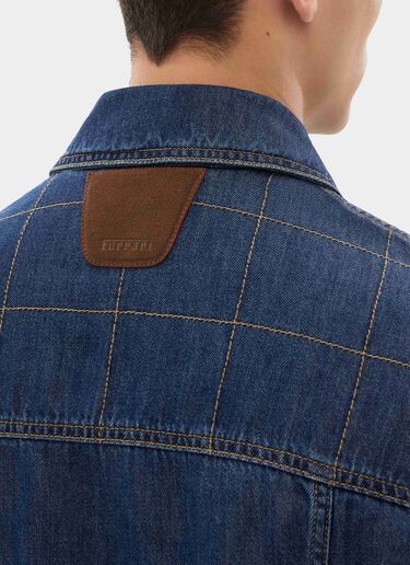 Ferrari Denim Jacket with 7x7 Check Blu Denim CDMJK0008DCO0014f