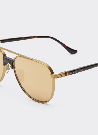 Ferrari Ferrari sunglasses in matte gold titanium and acetate with transparent yellow-gold mirrored lenses Oro LA0KSf